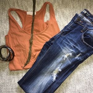 Ripped Distressed Skinny Denim Blue Jeans